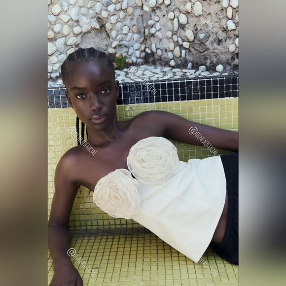 NWT ZARA STRAPLESS FLORAL TOP - Picture 8 of 16